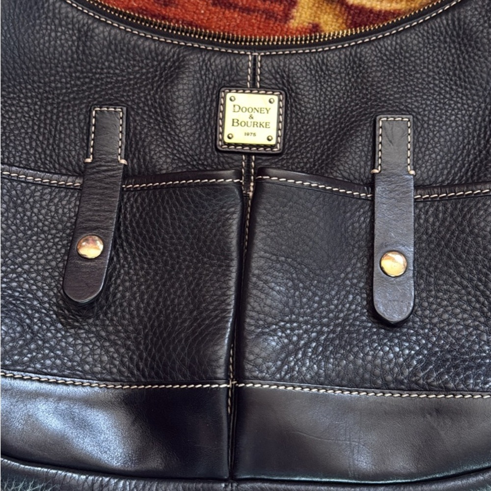 Dooney & Bourke Hobo Handbag Armbag Purse Black Pebble Leather - Picture 2 of 16